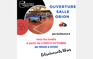 [Ouverture salle Orion]  les lundis de 19h00 à 21h30 en accès libre