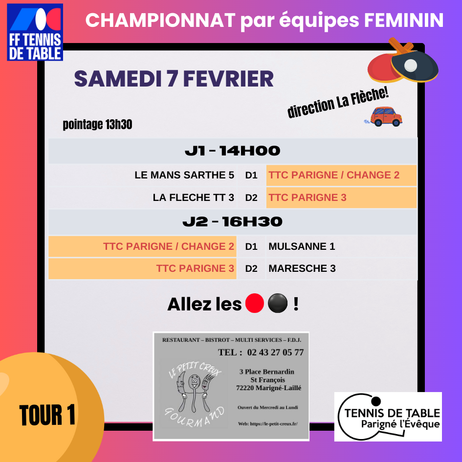 Championnat féminin Ph2 départemental J1&J2