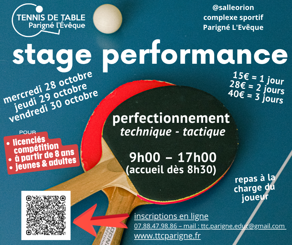 stage performance : 28-29-30 octobre