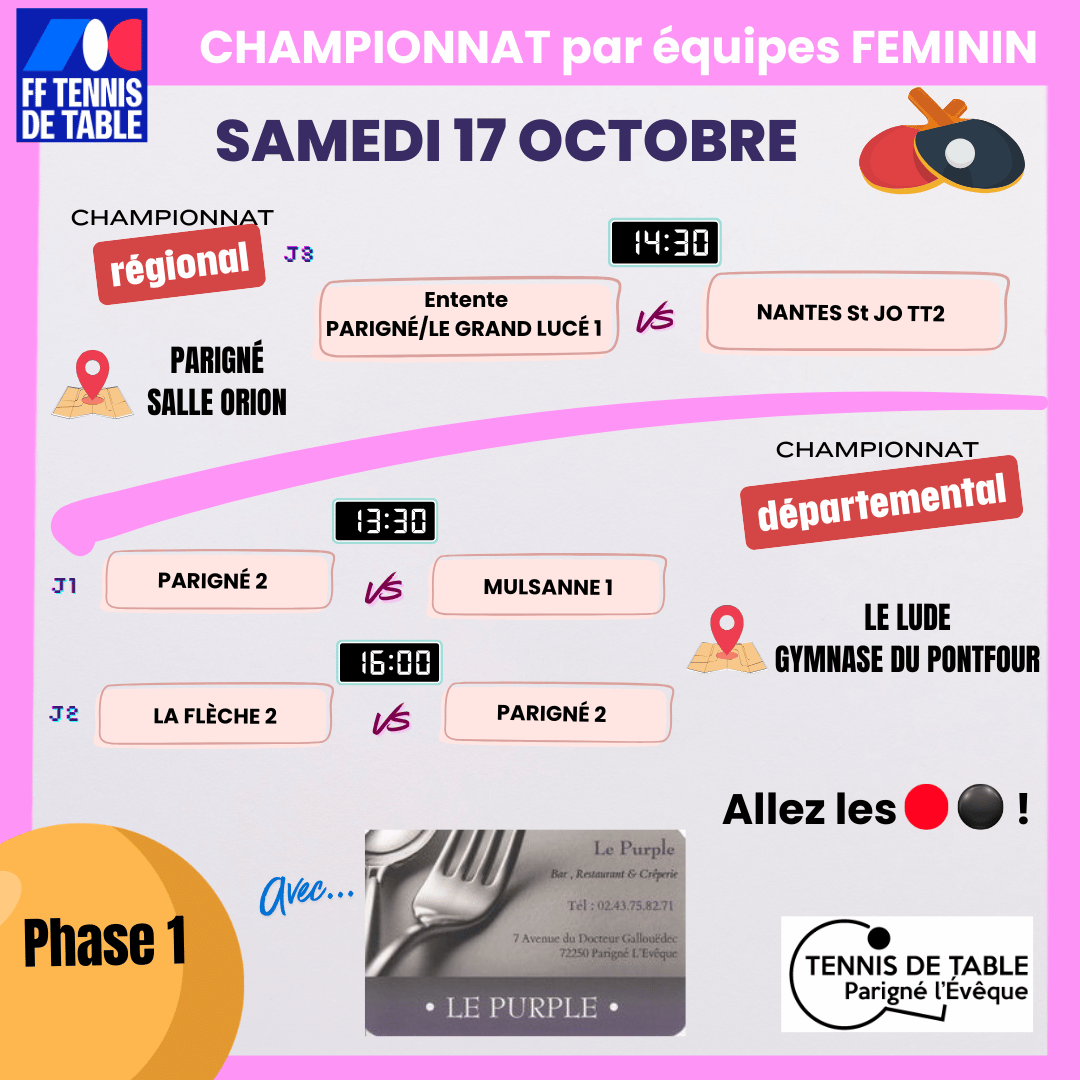 Champ. féminin Ph1 J1 & J2