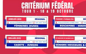 Critérium Fédéral Régional &amp; Départemental adulte - tour 1