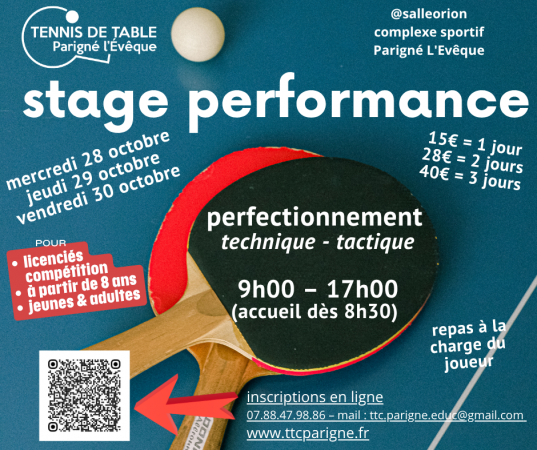 stage performance : 28-29-30 octobre