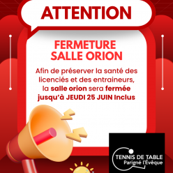 Alerte canicule - fermeture salle orion du 22 au 25 juin
