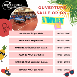 Ouverture salle Orion - Août 2026