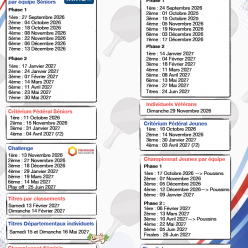 Les dates de compétitions 2026/2027